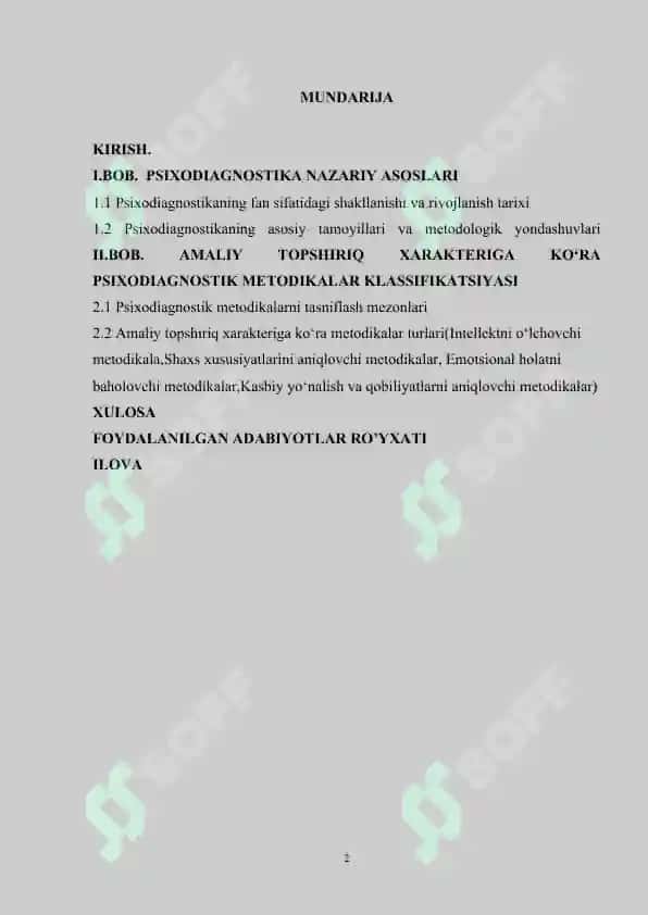 AMALIY TOPSHIRIQ XARAKTERIGA KOʻRA PSIXODIAGNOSTIKA METODIKALAR KLASSIFIKATSIYASI 2