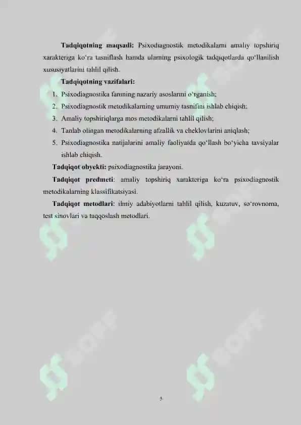 AMALIY TOPSHIRIQ XARAKTERIGA KOʻRA PSIXODIAGNOSTIKA METODIKALAR KLASSIFIKATSIYASI 5