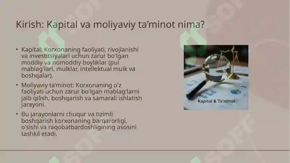 Kapital va moliyaviy ta’minot jarayonini boshqarish 3