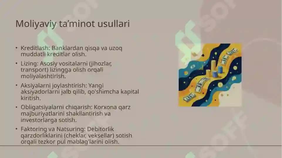 Kapital va moliyaviy ta’minot jarayonini boshqarish 6