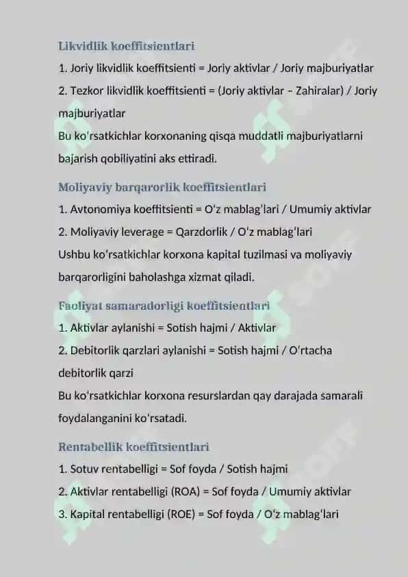 Mustaqil ish : Moliyaviy koeffitsientlar asosida tahlil samaradorligini oshirish 4