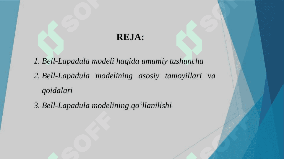 Bell-Lapadula modeli ishlash prinsipi 2