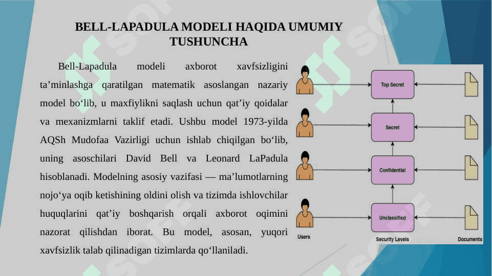 Bell-Lapadula modeli ishlash prinsipi 3