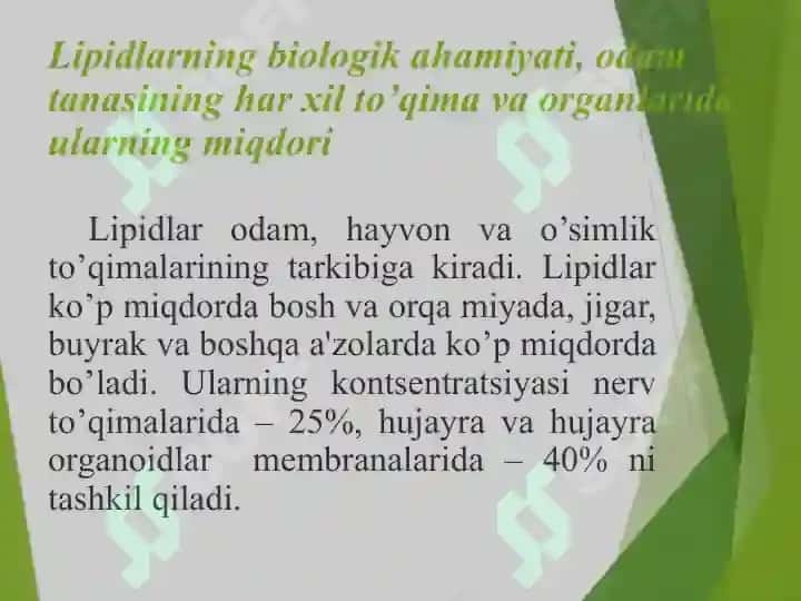 Lipidlar: tuzilishi hossalari va biologik funksiyalari 5