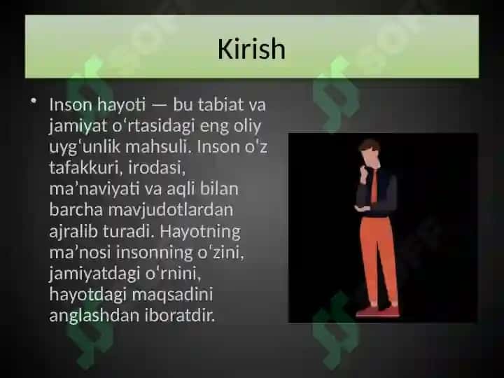 INSON HAYOTINING MA’NOSI.INSON HAYOTINING MA’NOSI.  INSON OLIY QADRIYAT SIFATIDA. 4
