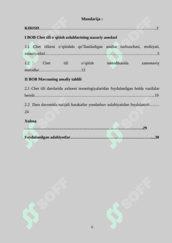 Chet tili o`qitish uslublarining nazariy asoslari 2