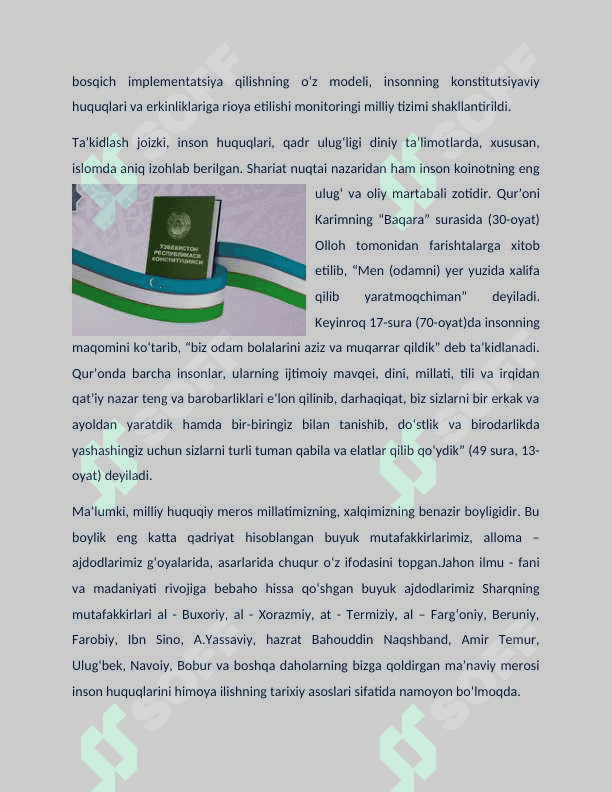 Yangi O'zbekistonda inson haq-huquqlari va erkinliklari kafolatining yaratilishi 2