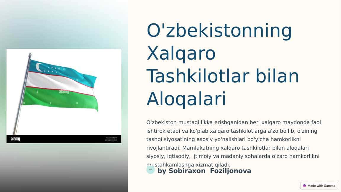Oʻzbekistonning xalqaro aloqalari 1