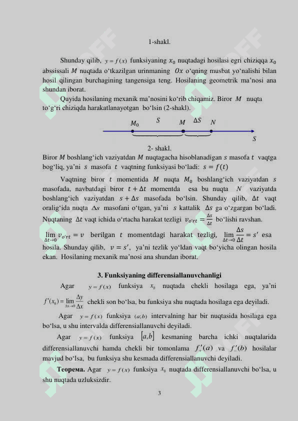 HOSILASI TUSHUNCHASI.FUNKSIYA HOSILASINI HISOBLASH. YUQORI TARTIBLI HOSILA 3