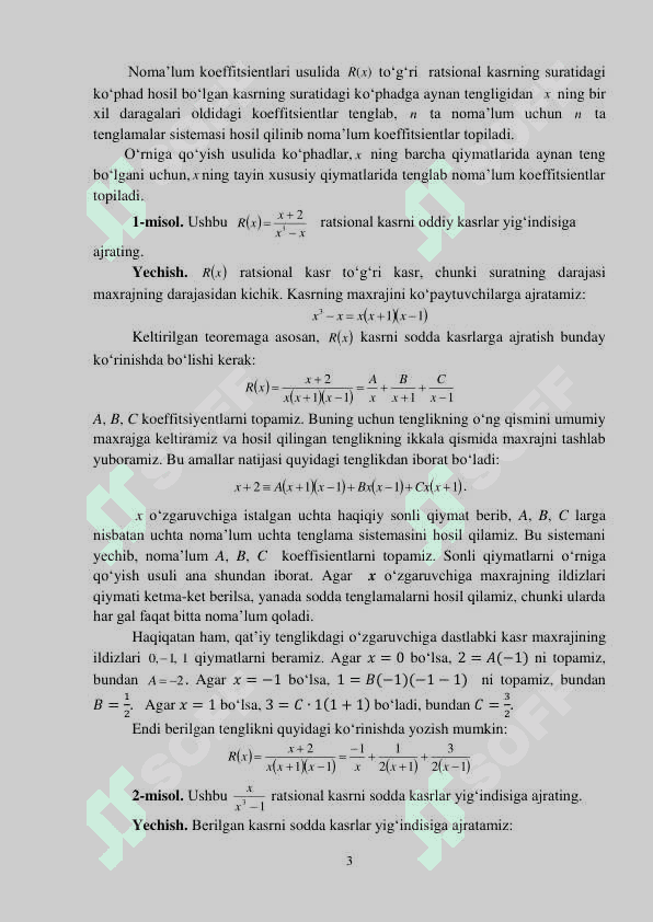 KASR-RATSIONAL VA BA’ZI IRRATSIONAL FUNKSIYALARNI  INTEGRALLASH 3