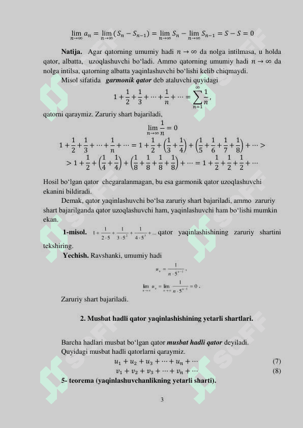 SОNLI QATОRLAR 3