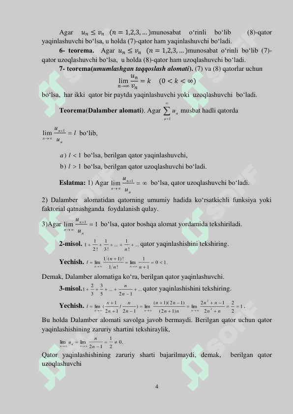 SОNLI QATОRLAR 4