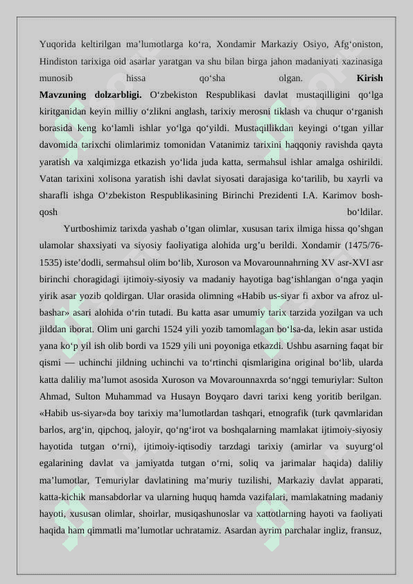 Xondamir va uning “Habib us-siyar” asari 6