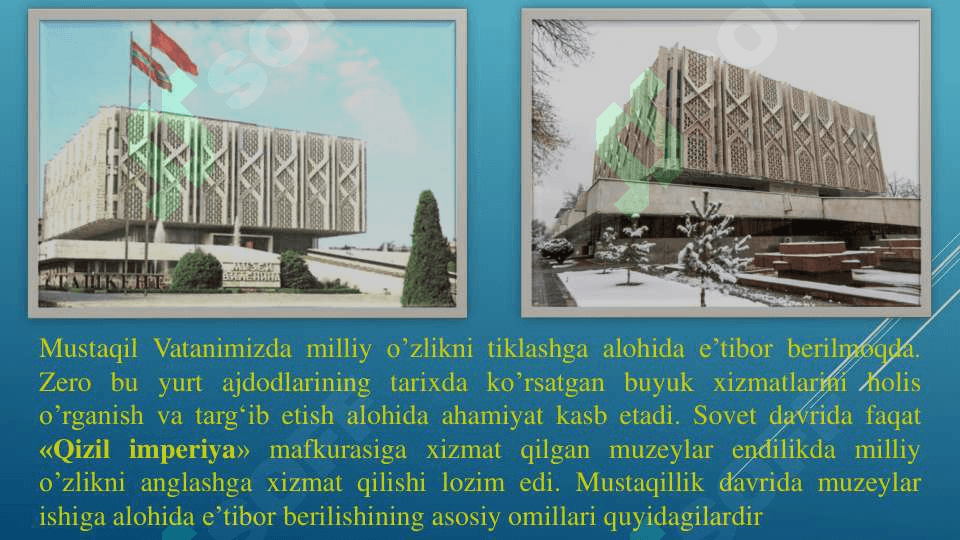 Madaniyat va san’at namunalarini muzeylashtirish 2