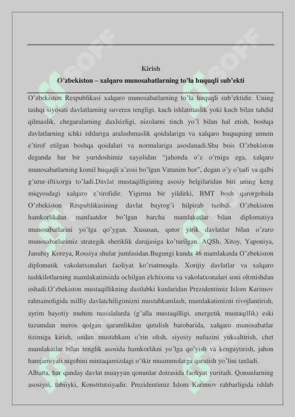 O‘zbekiston – xalqaro munosabatlarning to‘la huquqli sub’ekti sifatida 2