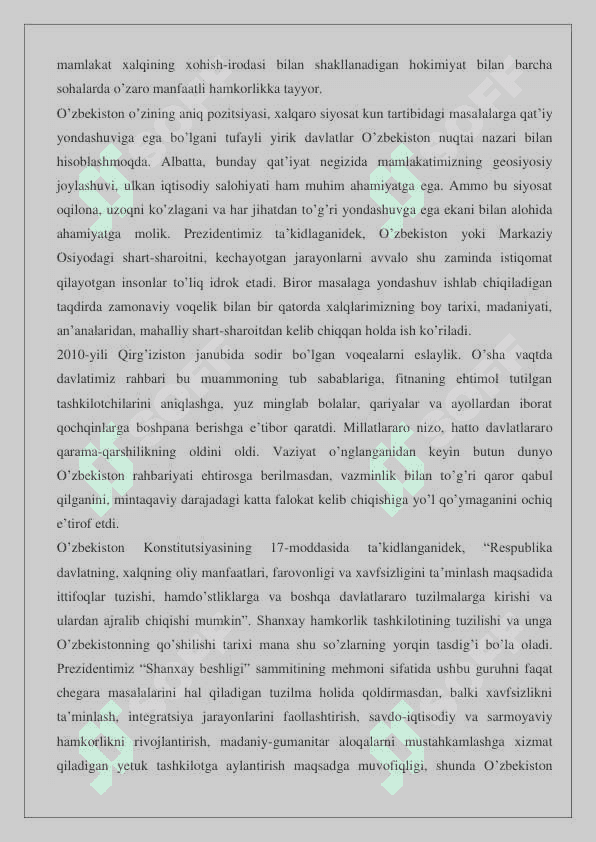 O‘zbekiston – xalqaro munosabatlarning to‘la huquqli sub’ekti sifatida 4