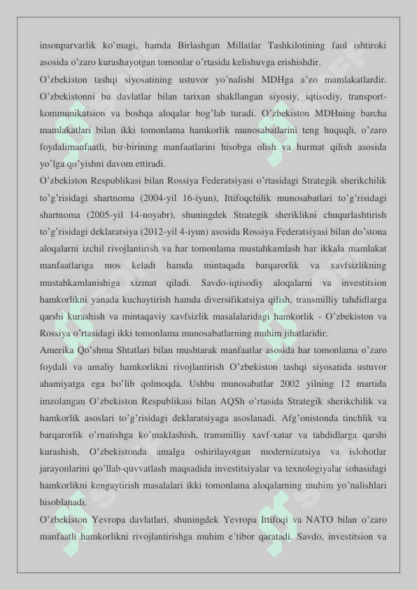 O‘zbekiston – xalqaro munosabatlarning to‘la huquqli sub’ekti sifatida 7