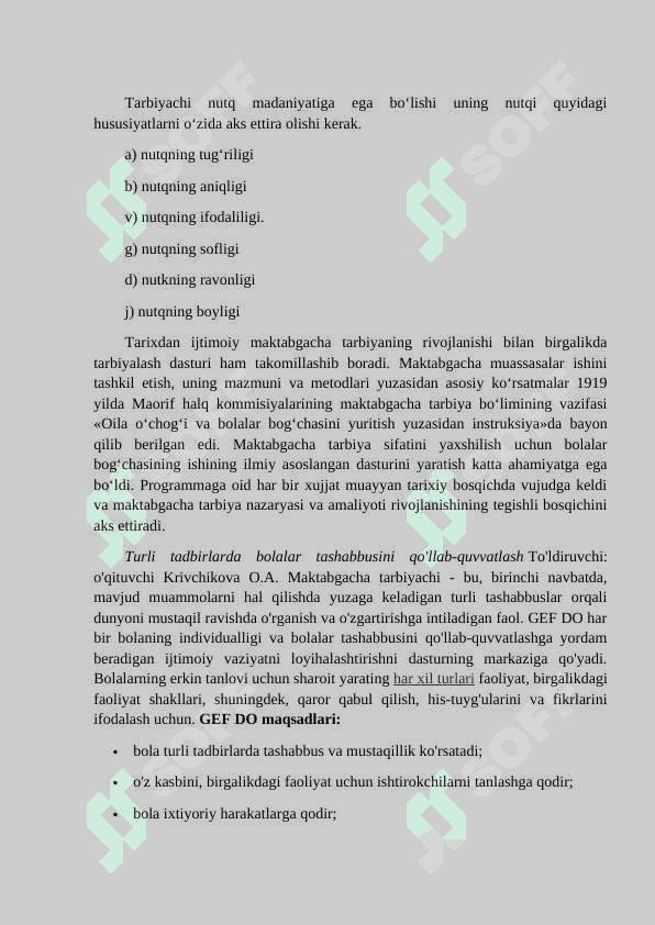 Maktabgacha tarbiya yoshdagi bolalar faoliyatini tashkil etishda tarbiyachining o’rni 2