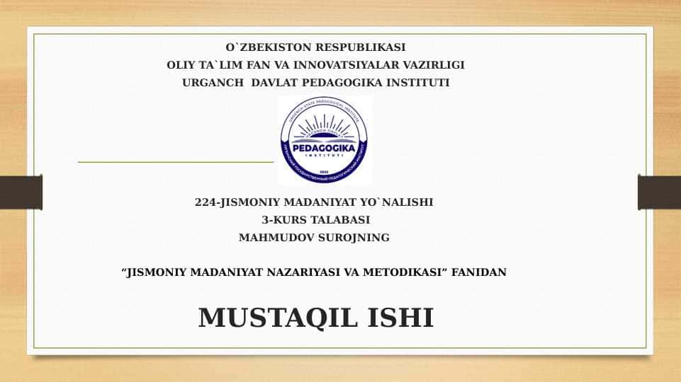 EGILUVCHANLIKNING RIVOJLANISH DARAJASINI ANIQLOVCHI OMLLAR. 1