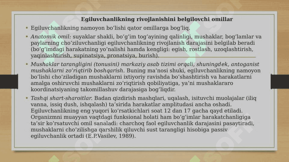 EGILUVCHANLIKNING RIVOJLANISH DARAJASINI ANIQLOVCHI OMLLAR. 6