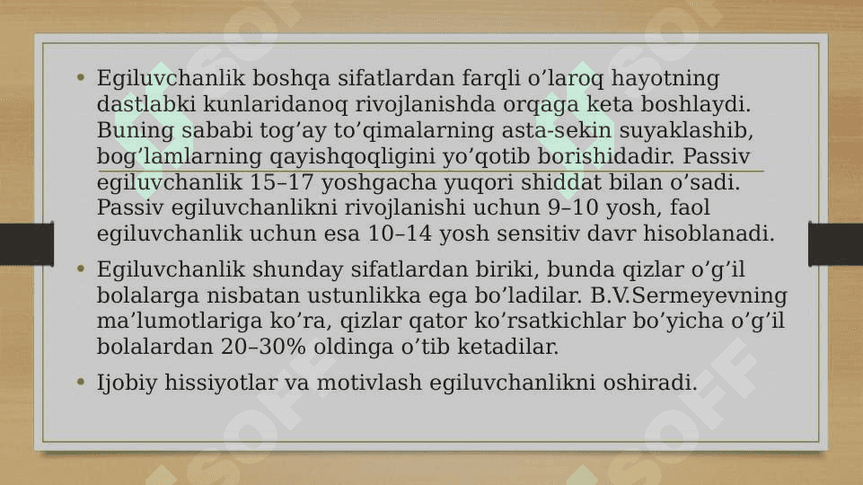 EGILUVCHANLIKNING RIVOJLANISH DARAJASINI ANIQLOVCHI OMLLAR. 8