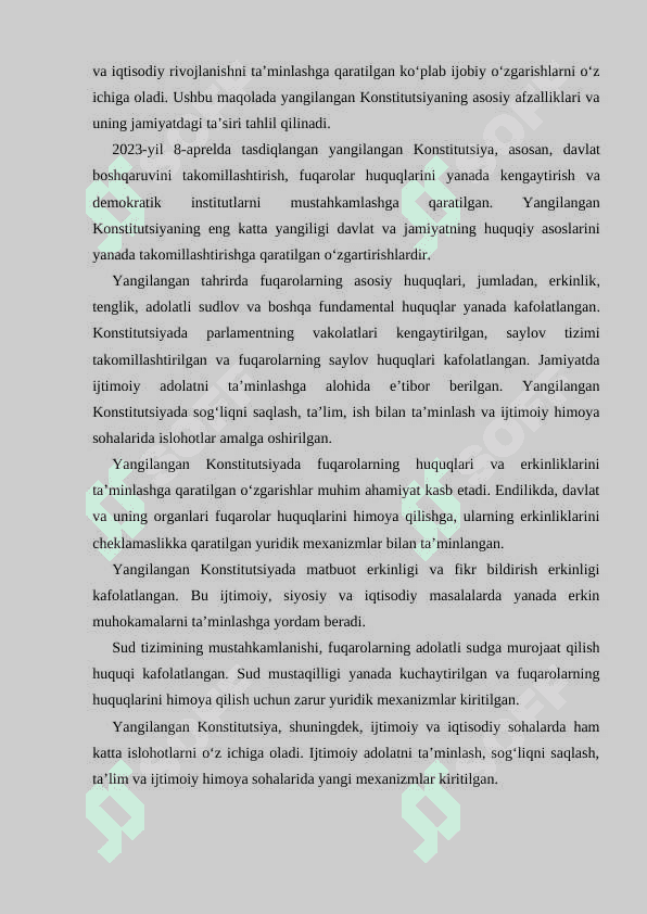 O‘ZBEKISTON RESPUBLIKASINING YANGILANGAN KONSTITUTSIYASI: HUQUQIY ISLOHOTLARNING YANGI BOSQICHI 2
