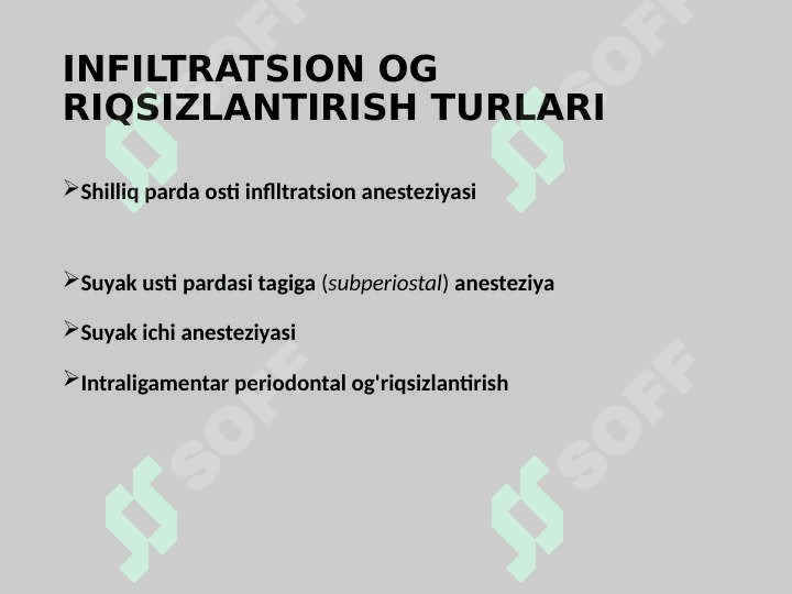 Pastki jag'da o'tkaziladigan og'riqsizlantirish 5