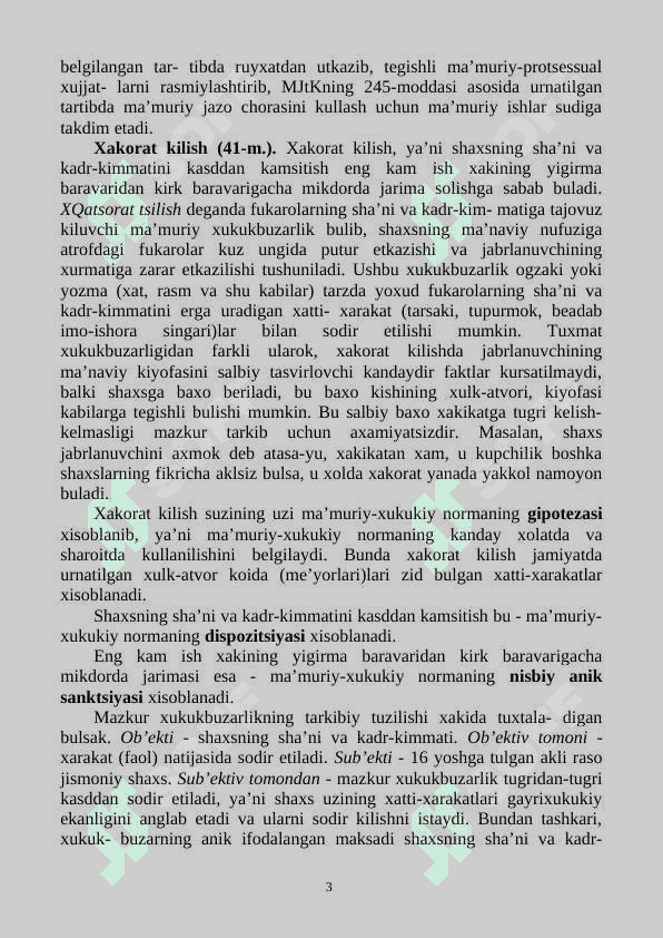 Fuqarolarning xuquq va erkinliklariga tajovuz qiladigan xuquqbuzarliklar  uchun javobgarlik 3