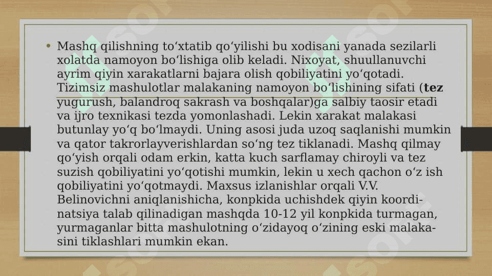 Malakaning so`nishi. Malakaning ko`chishi (o`tishi) malakaning salbiy ko`chishi haqida nazariy malumotga ega qilish 5