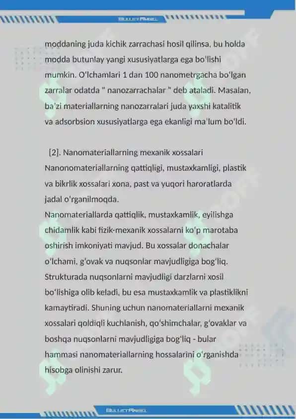 Na'nomateriallarning mexanik xossalari. Na'nomateriallarni mashinasozlikda qo'llanishi 6