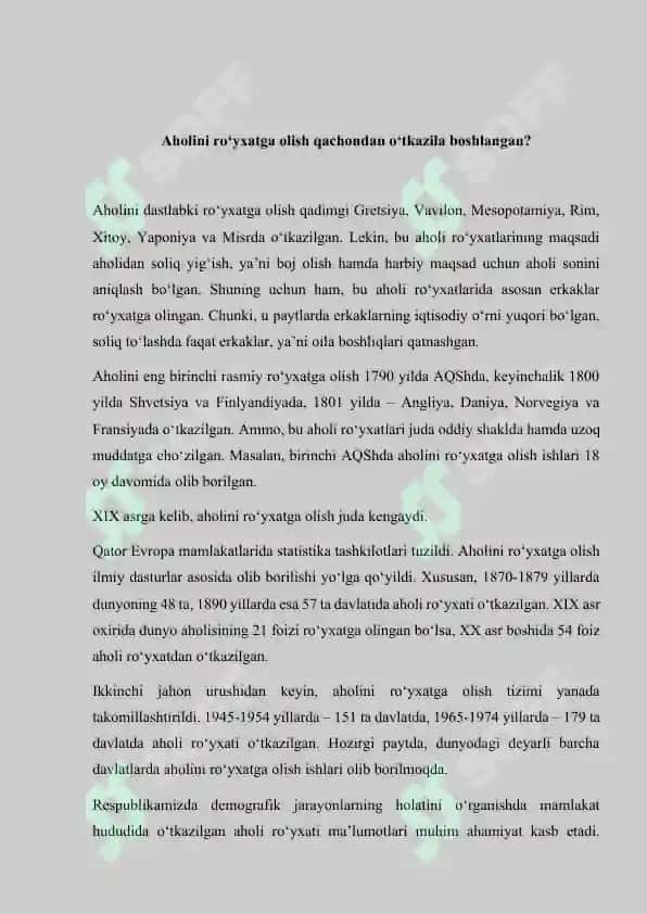 Aholini ro'yxatga olish 2