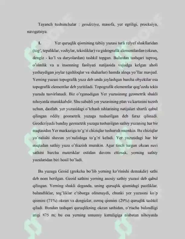 Masofa o'lchashga Yer egriligini ta'siri. Kartografik proeksiyalar to'g'risida qisqacha ma'lumot 2