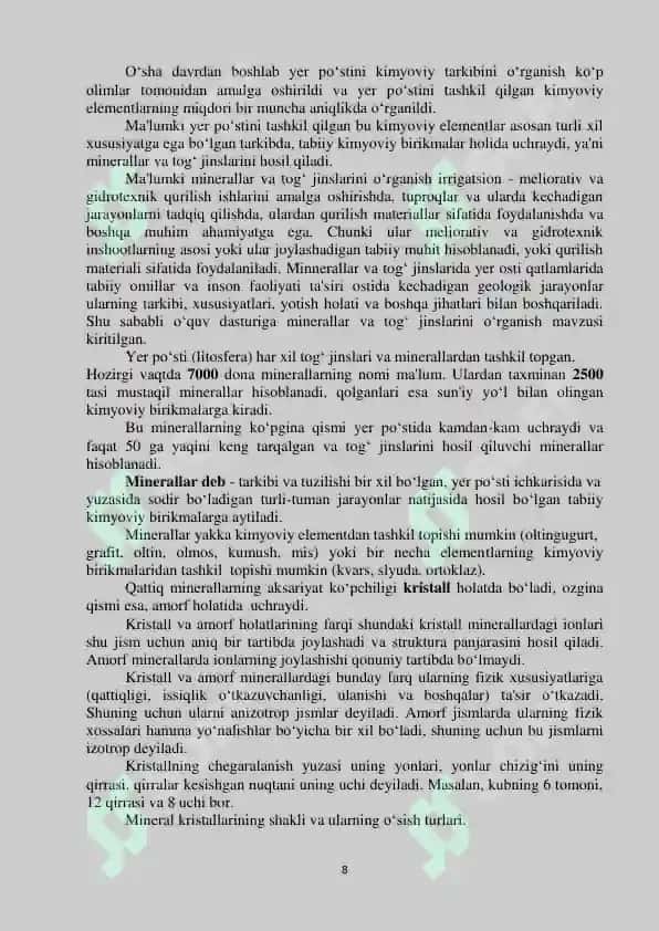 Injenerlik geologiyasi fanidan uslubiy qo'llanma 8