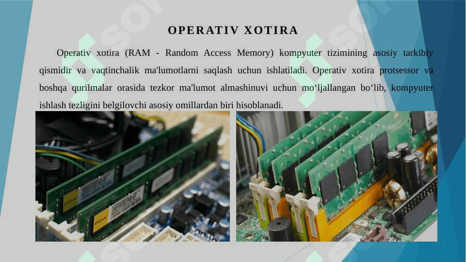 Zamonaviy xotira turlari va xususiyatlari. DDR(1…3) turidagi operativ xotira. 3