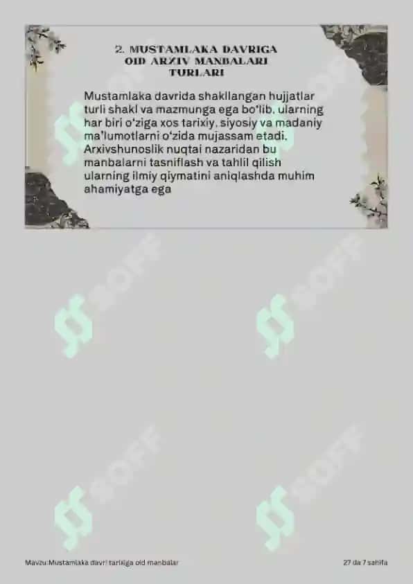 Mustamlaka davri tarixiga oid manbalar 7
