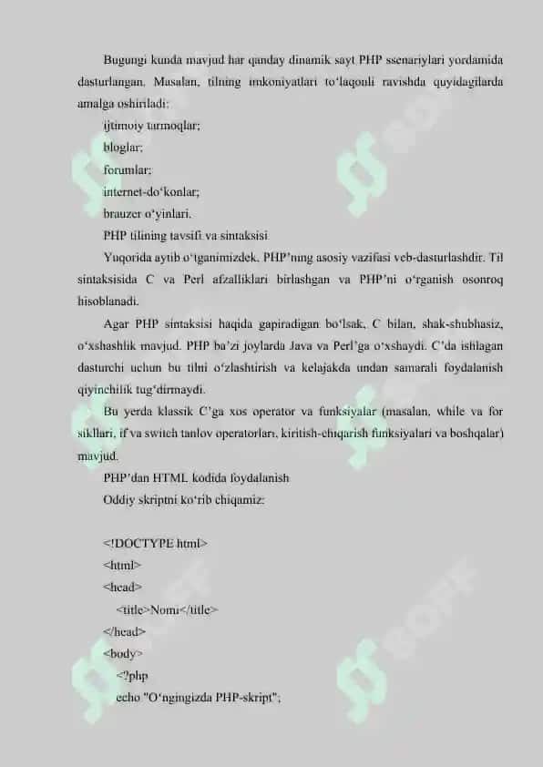 PHP DA WEB SAYT ISHLAB CHIQISHDA AXBOROT XAVFSIZLIGI 5