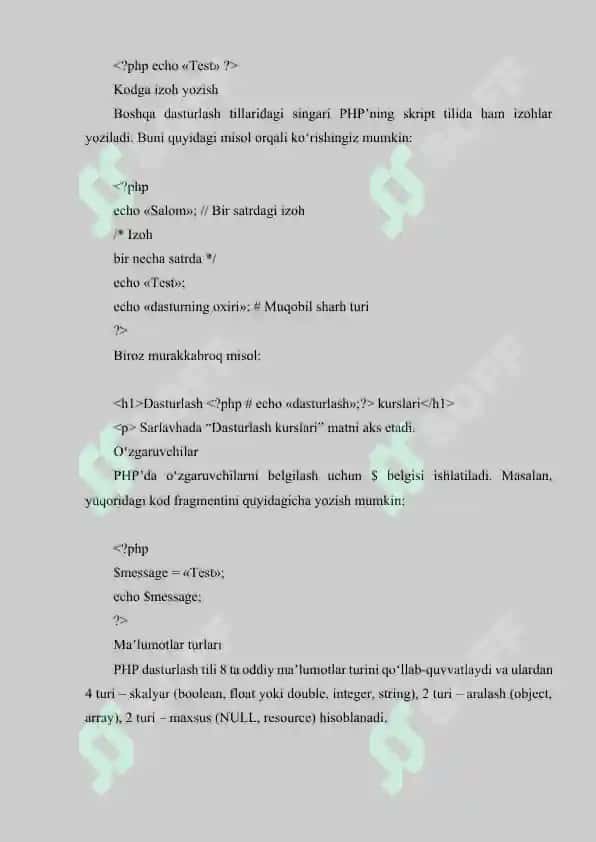 PHP DA WEB SAYT ISHLAB CHIQISHDA AXBOROT XAVFSIZLIGI 7