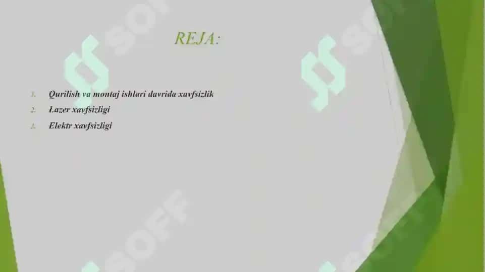 Optik aloqa liniyalarini qurish, montaj va ekspluatatsiyasida texnika xavfsizligi. 2
