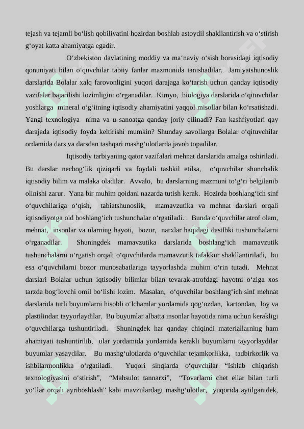 Mehnat tarbiyasi. Iqtisodiy tarbiya 3