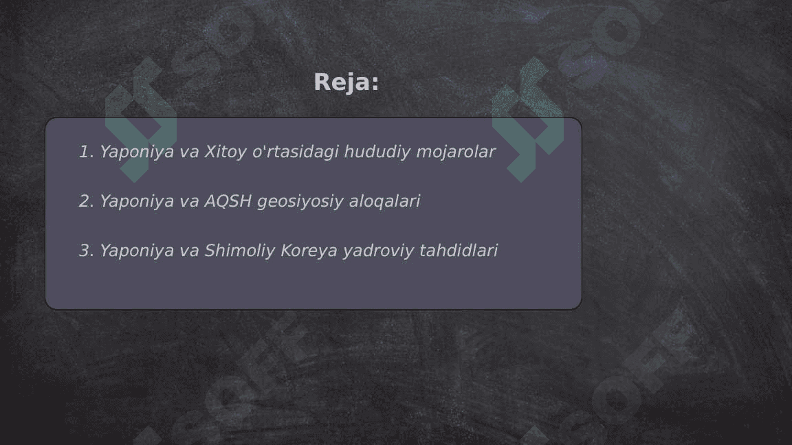 Yaponiyaning uzoq shardagi geosiyosati va ijtimoiy taraqqiyoti 2