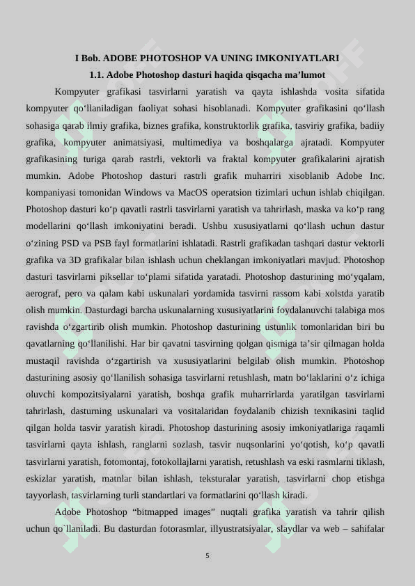Kompyuter grafikasi sohasidagi fayl formatlari va bir-biridan farqli jixatlari. 5