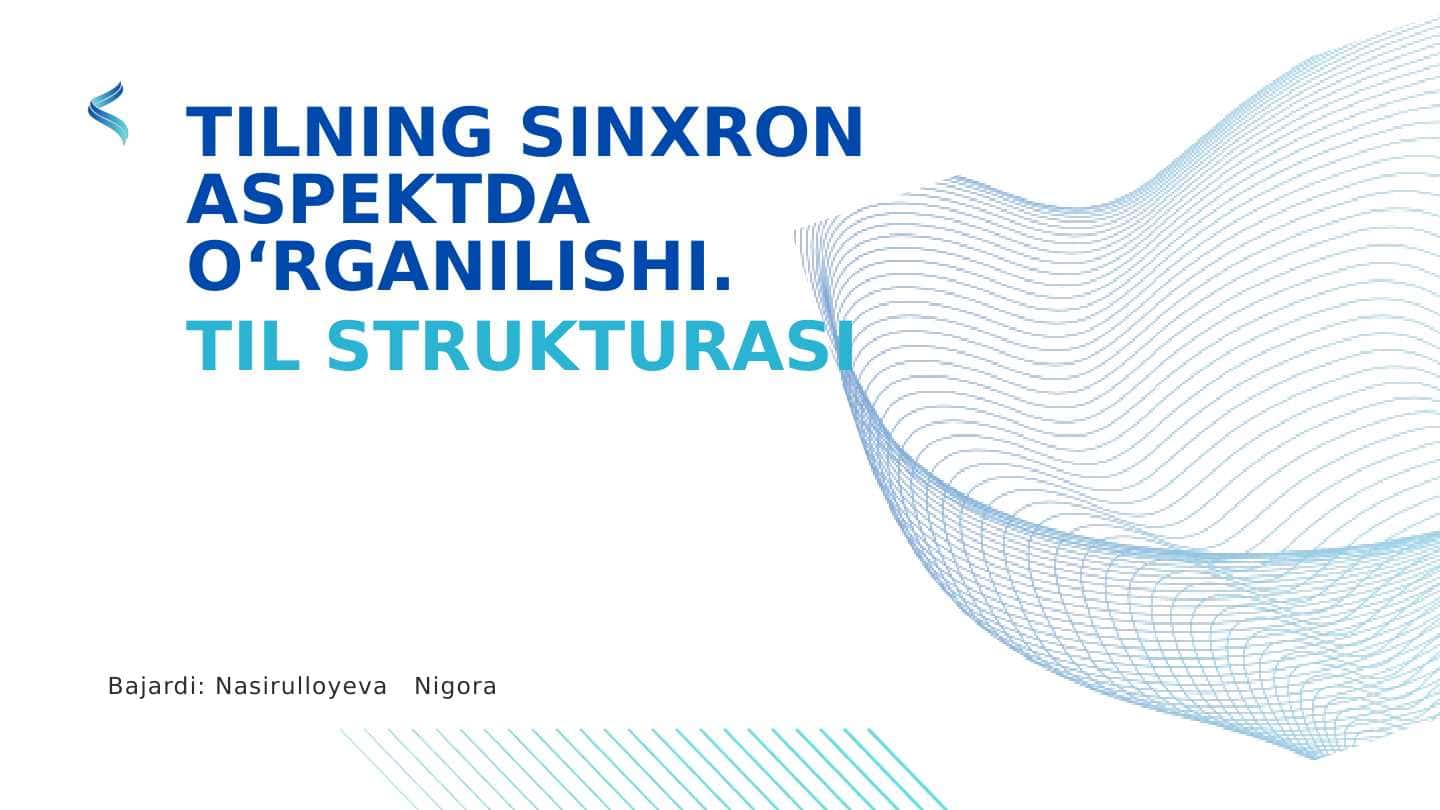 Tilning sinxron aspektda o'rganilishi. Til strukturasi 1