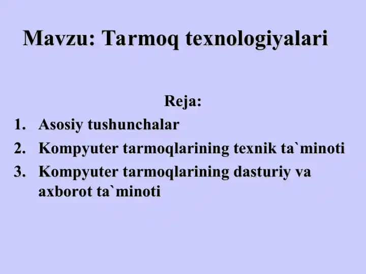 Kompyuter tarmoqlari 1