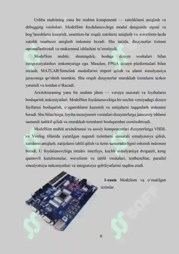 MODELSIM MUHITI VA O‘RNATILGAN TIZIMLARNI SIMULYATSIYA QILISH 6