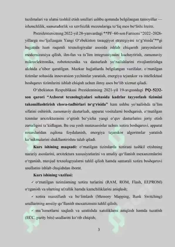 O‘RNATILGAN TIZIMLARDA XOTIRANI TASHKIL ETISH USULLARI 3