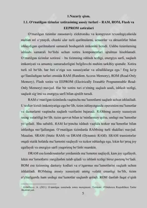 O‘RNATILGAN TIZIMLARDA XOTIRANI TASHKIL ETISH USULLARI 5