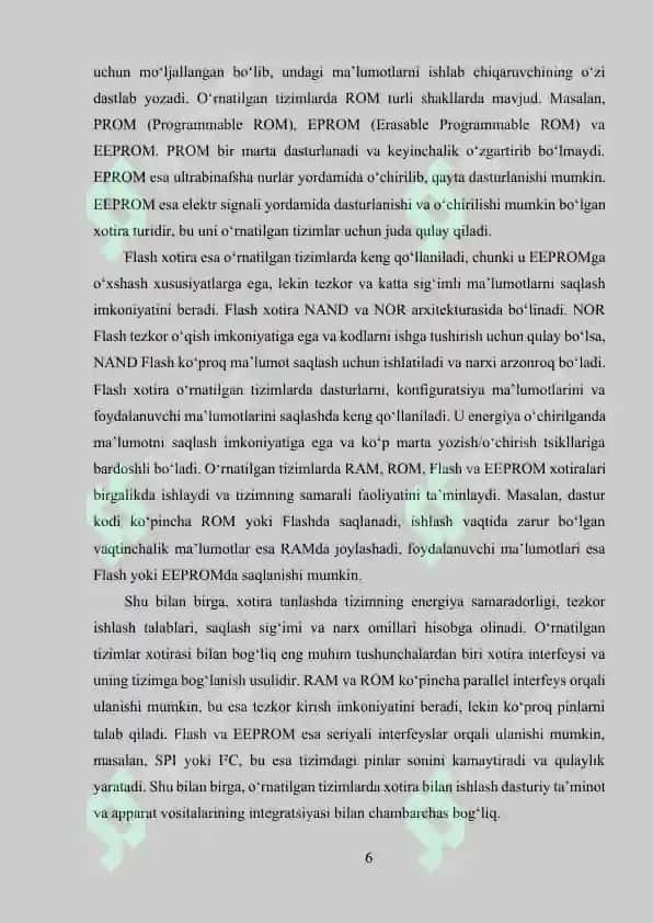 O‘RNATILGAN TIZIMLARDA XOTIRANI TASHKIL ETISH USULLARI 6