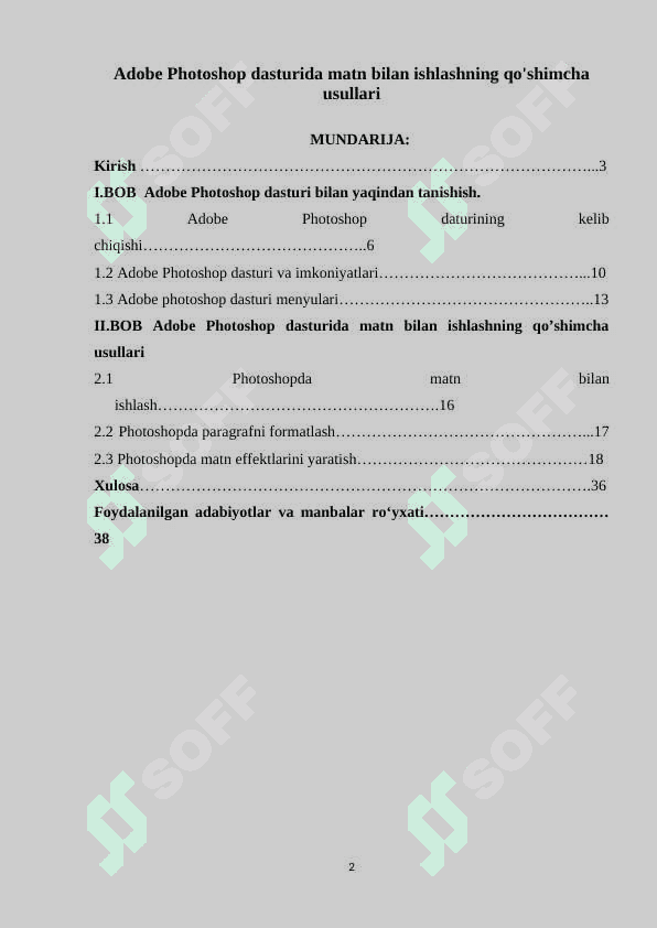 Adobe Photoshop dasturida matn bilan ishlashning qo'shimcha usullari 2