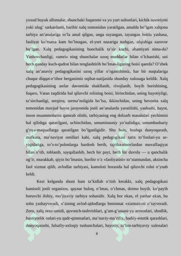 OʻQUVCHILARNI TARBIYALASHDA TARBIYAVIY MASHGʻULOTLARNI AHAMIYATI 8