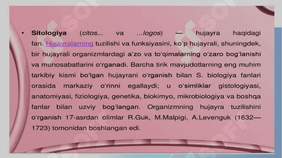 Hujayro fiziologiyasi va o`simlik hujayrasining o`ziga xos xususiyatlari 2
